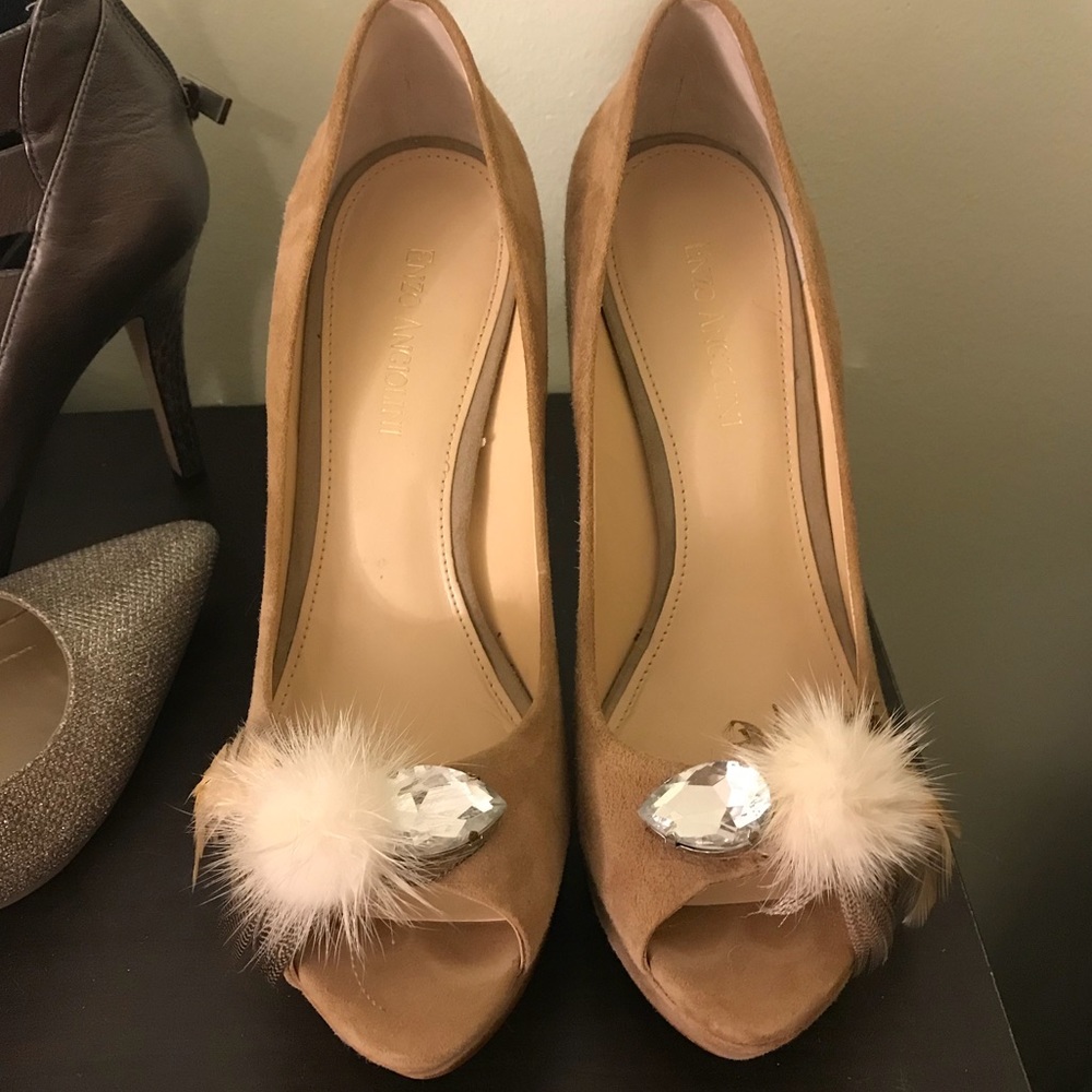 Enzo Angiolini Suede platform open toe pumps